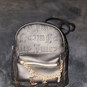 Juicy Couture Black Backpack with Gold Chain